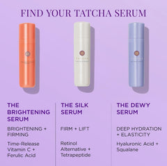 Tatcha Silk Serum packaging box and branding for premium skincare.
