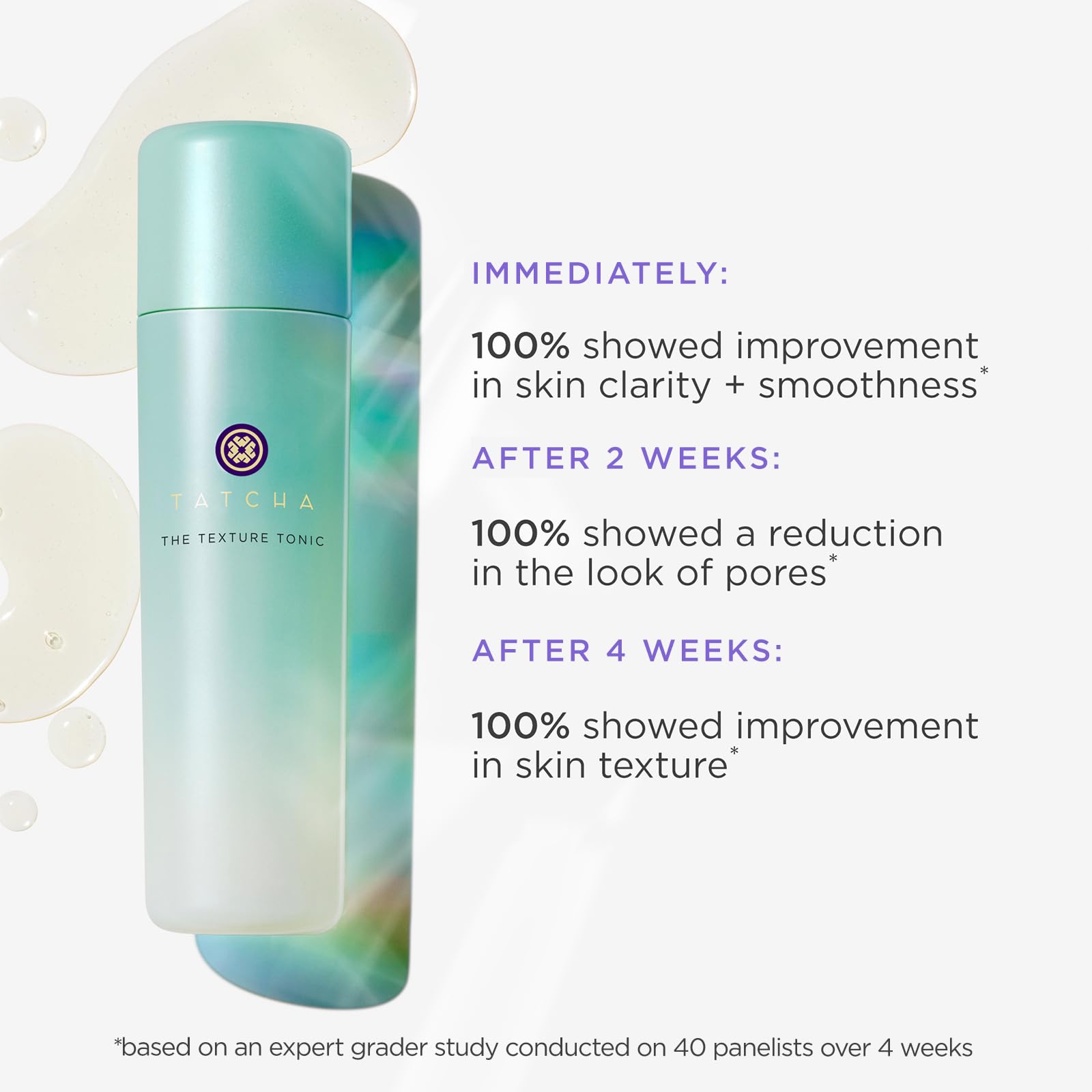 TATCHA Texture Tonic applied with a cotton pad for smooth surface exfoliation.