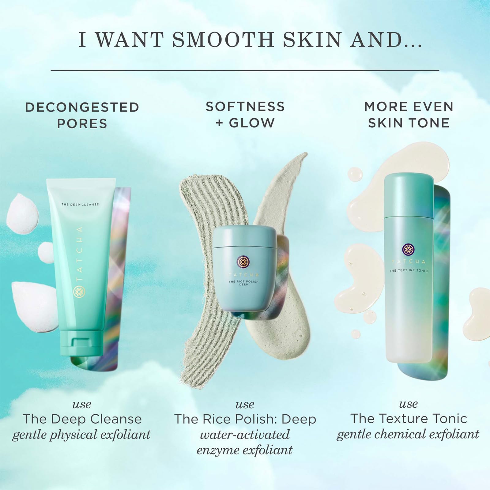 TATCHA Texture Tonic bottle on vanity suggesting a refreshing morning routine.