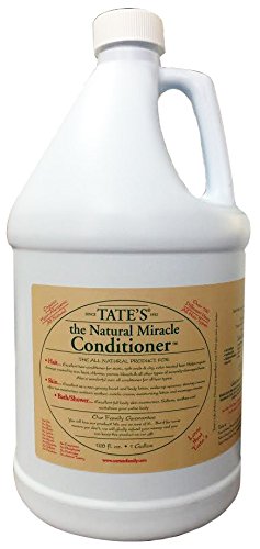 Tate's The Natural Miracle conditioner on a bathroom shelf, ready for color-treated hair care