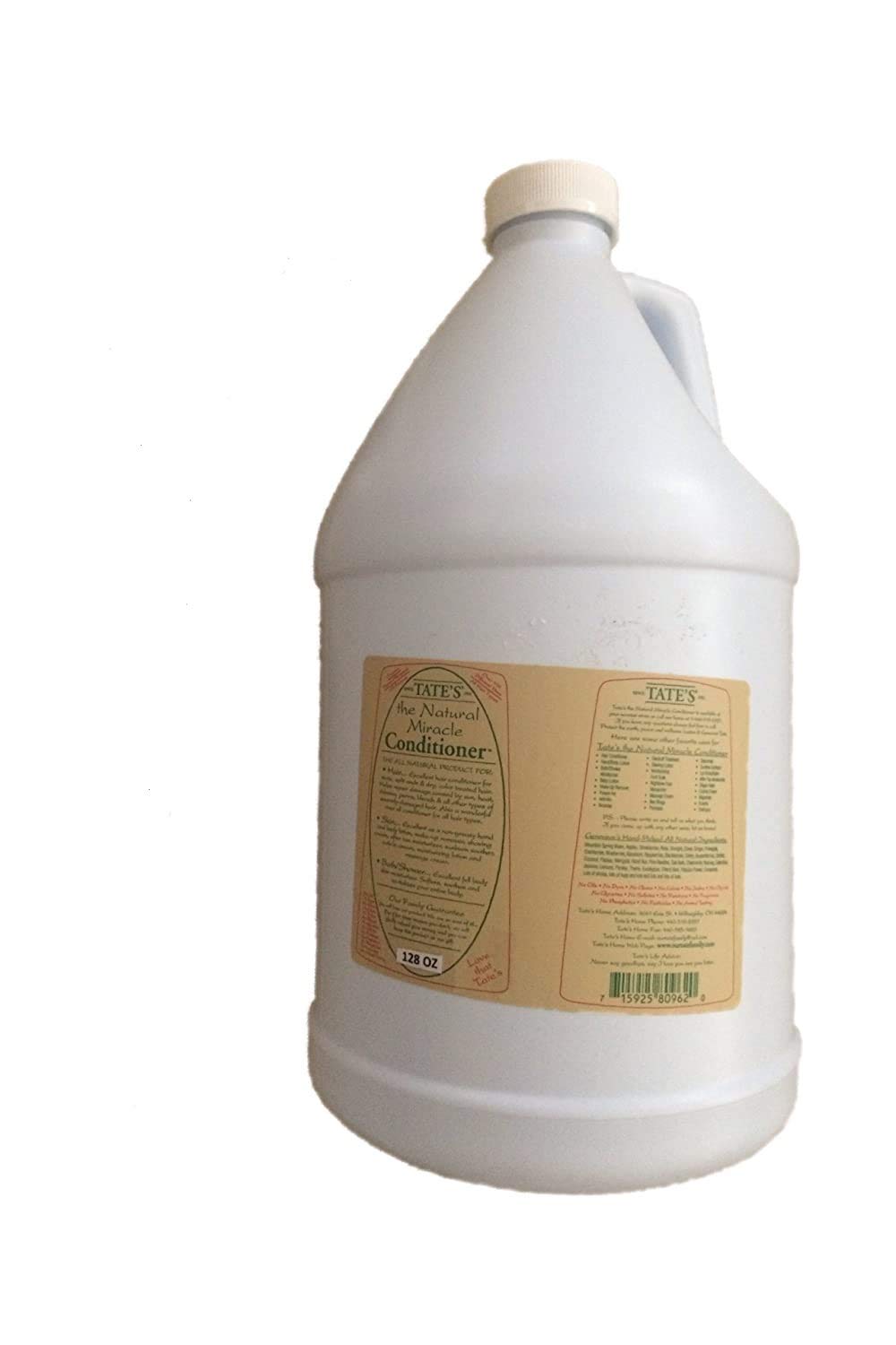 Tate's The Natural Miracle conditioner bottle close-up highlighting hydration and detangling