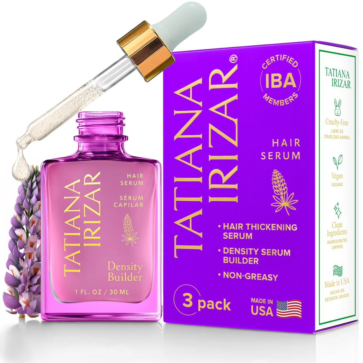 Tatiana Irizar Density Builder bottle pour for easy daily application.