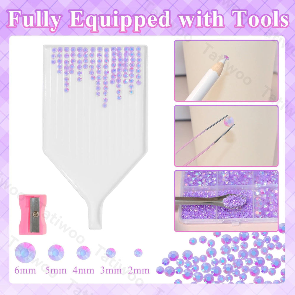 Tatiwoo AB coating delivers rainbow reflections on crystal rhinestones.