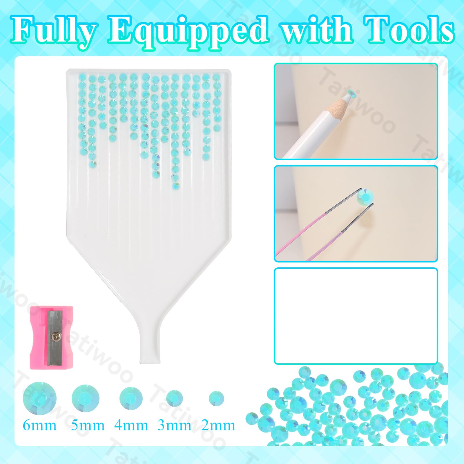 Tatiwoo bedazzling tools set with tweezers and wax pen for easy placement