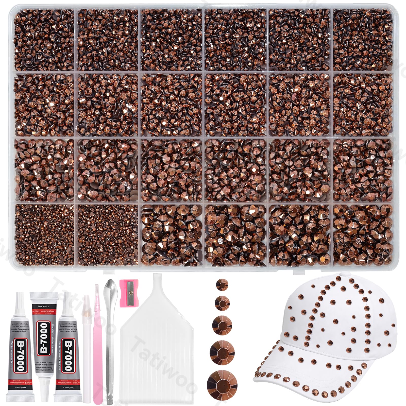 Tatiwoo bronze tan rhinestones 20000-pack main kit for versatile craft embellishments.