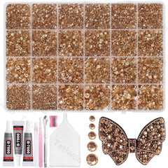 Tatiwoo champagne flatback rhinestones for dazzling craft embellishments and premium sparkle.