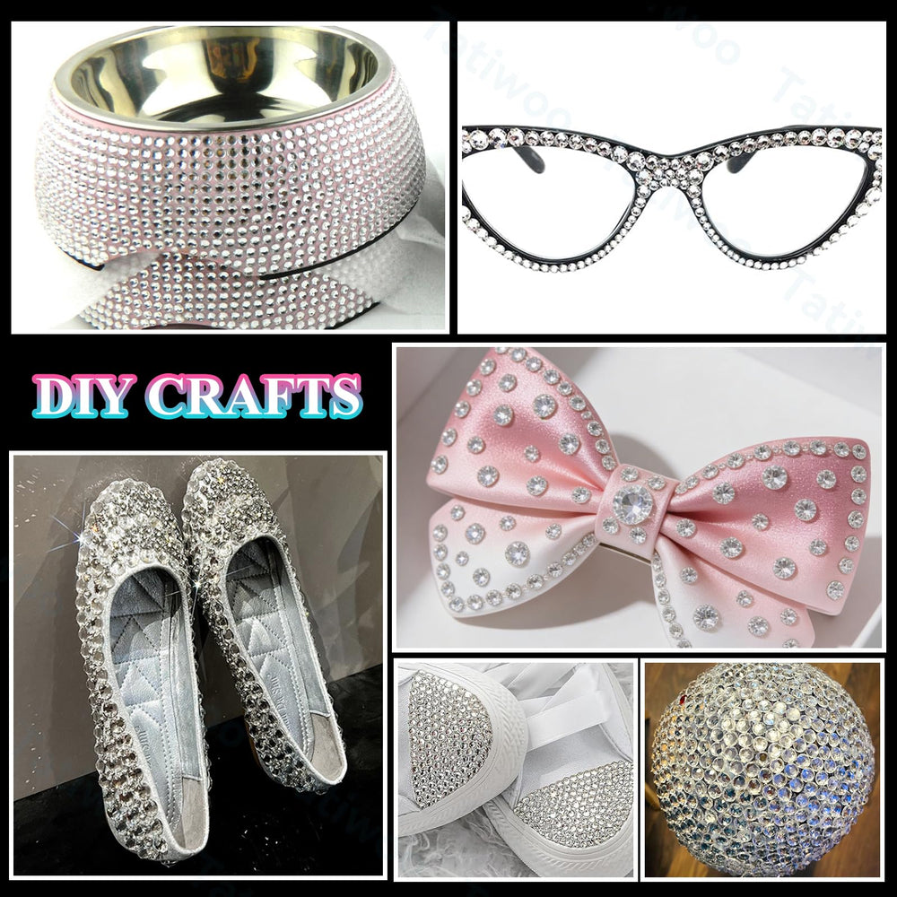 Gift-ready craft packaging with a generous rhinestones assortment