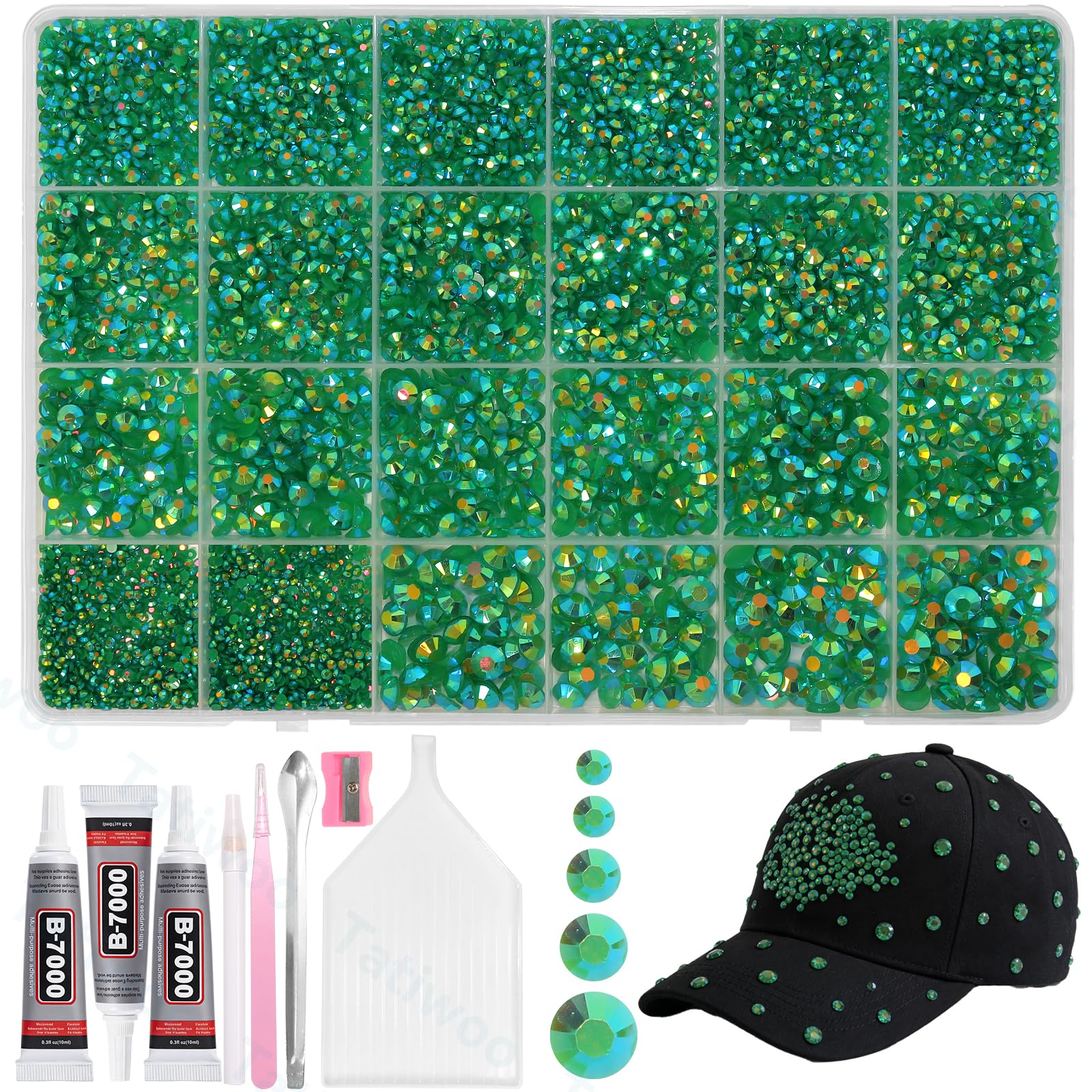 Tatiwoo dark green flatback rhinestones 20k pack for versatile DIY embellishments