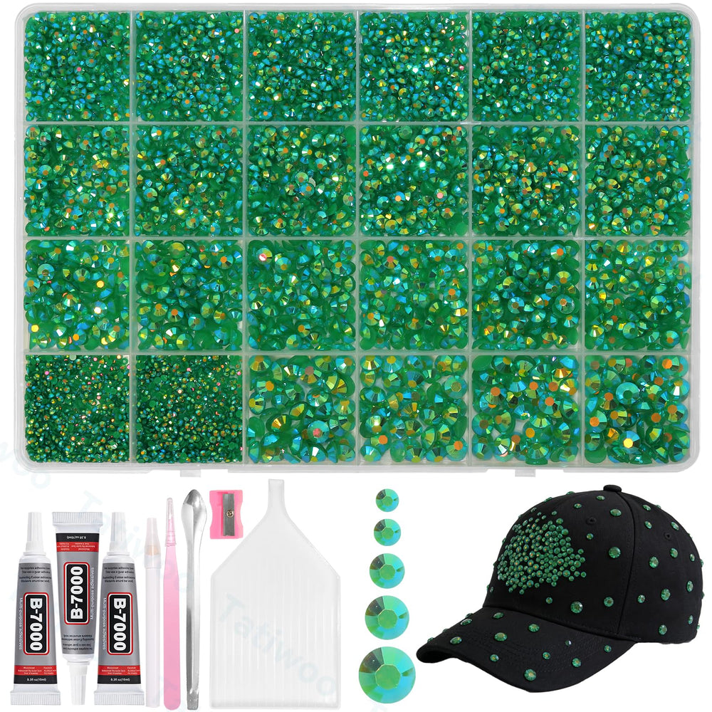 Tatiwoo dark green flatback rhinestones 20k pack for versatile DIY embellishments