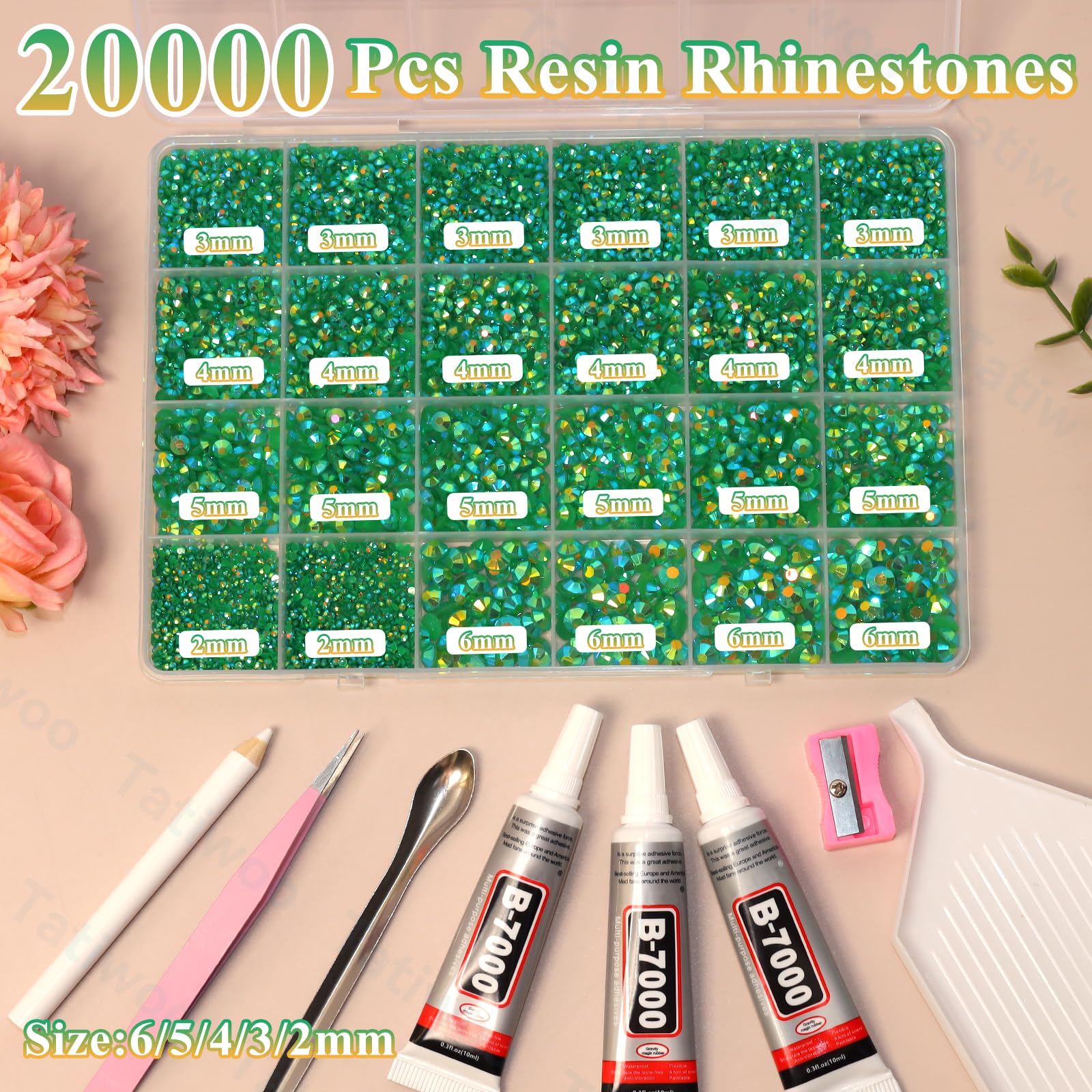 Tatiwoo 2mm dark green jelly rhinestones for delicate detail accents