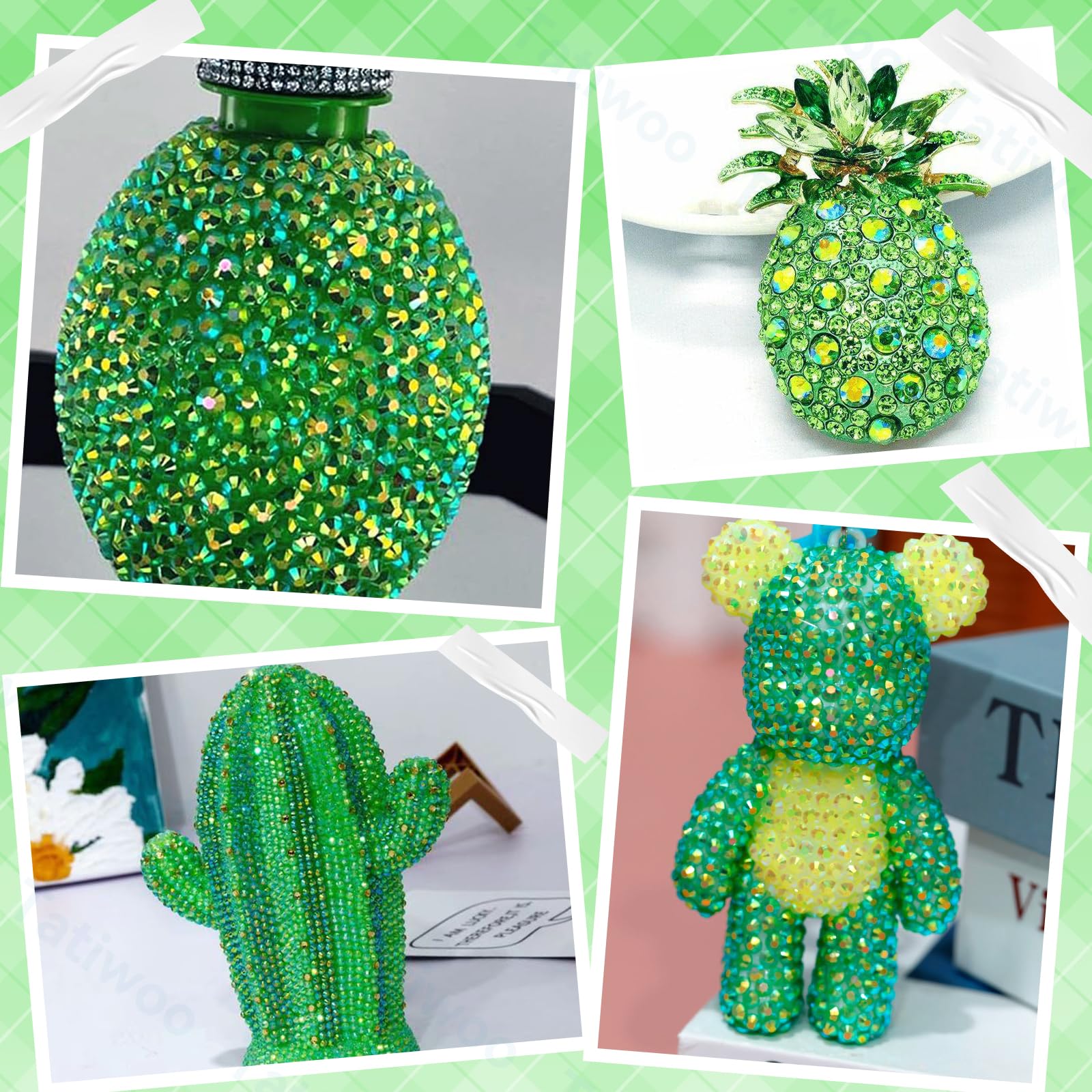 Tatiwoo 6mm dark green rhinestones add bold highlights to projects
