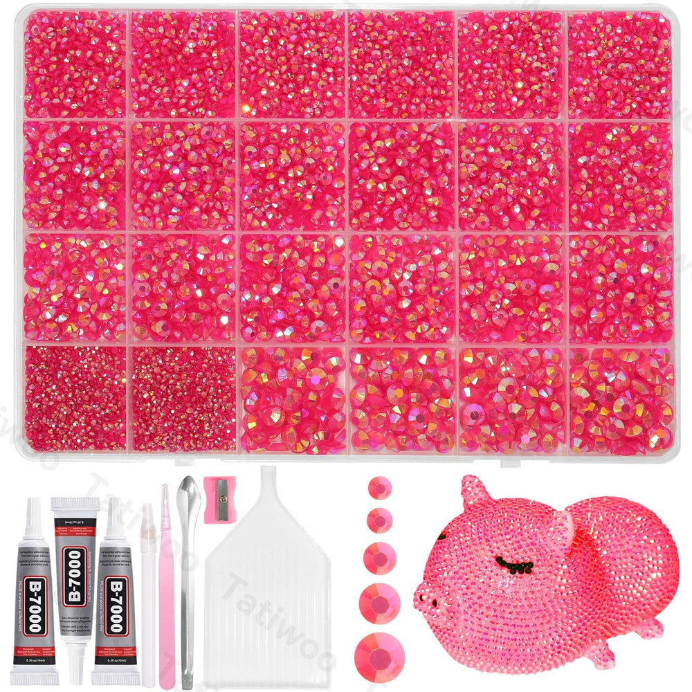 Tatiwoo dark pink flatback rhinestones kit for sparkling tumbler designs.