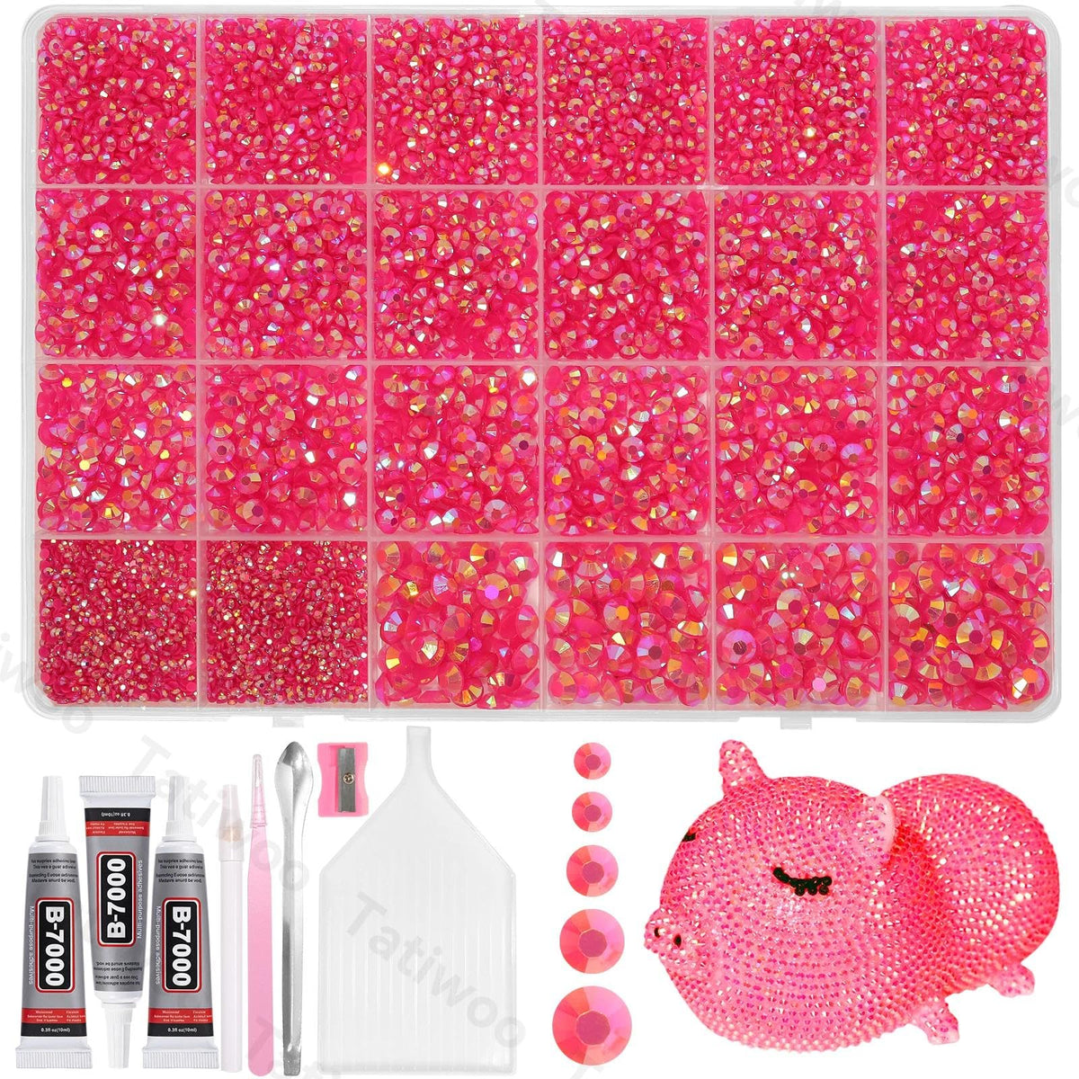 Tatiwoo dark pink flatback rhinestones kit for sparkling tumbler designs.