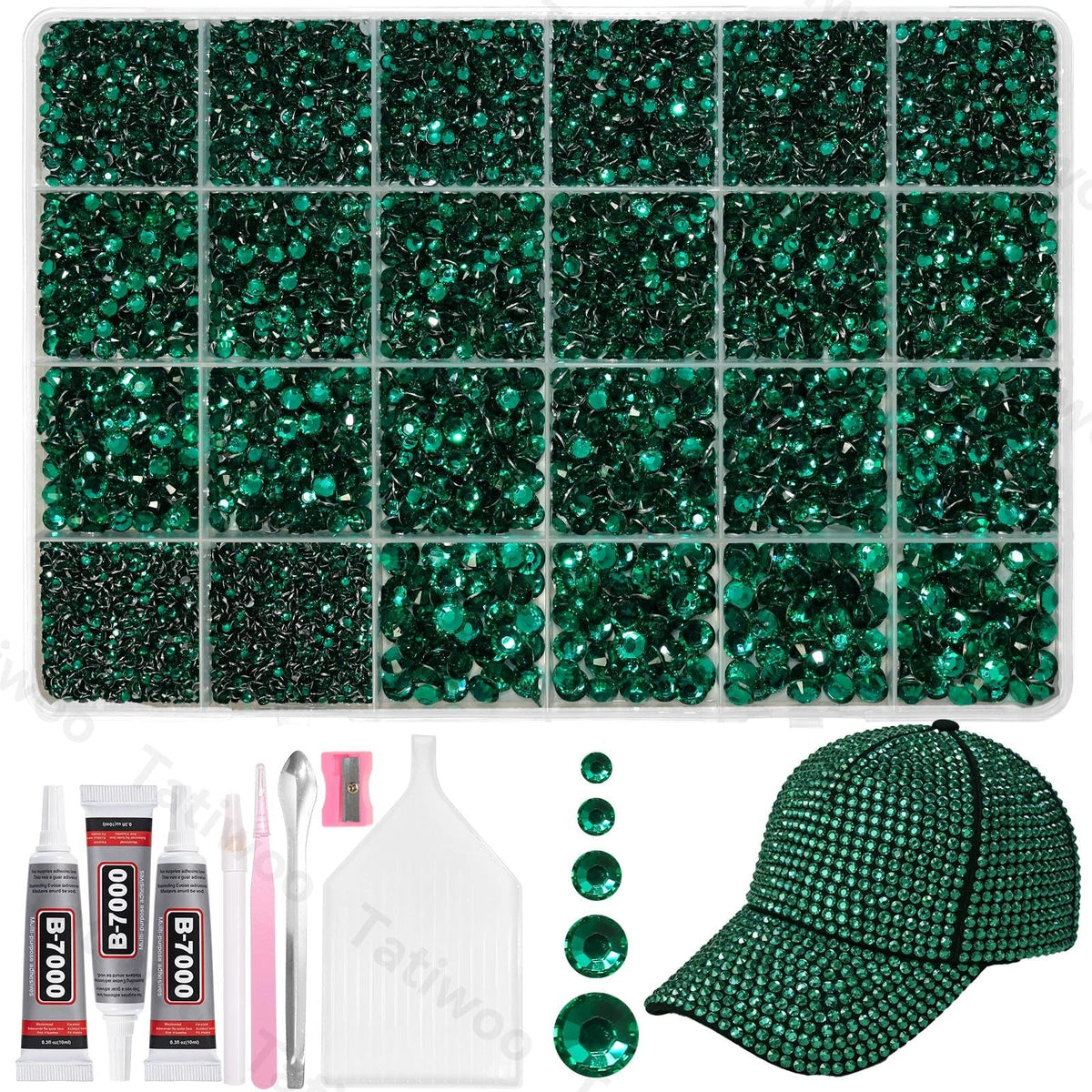 Tatiwoo emerald flatback rhinestones 2mm for delicate fabric detailing