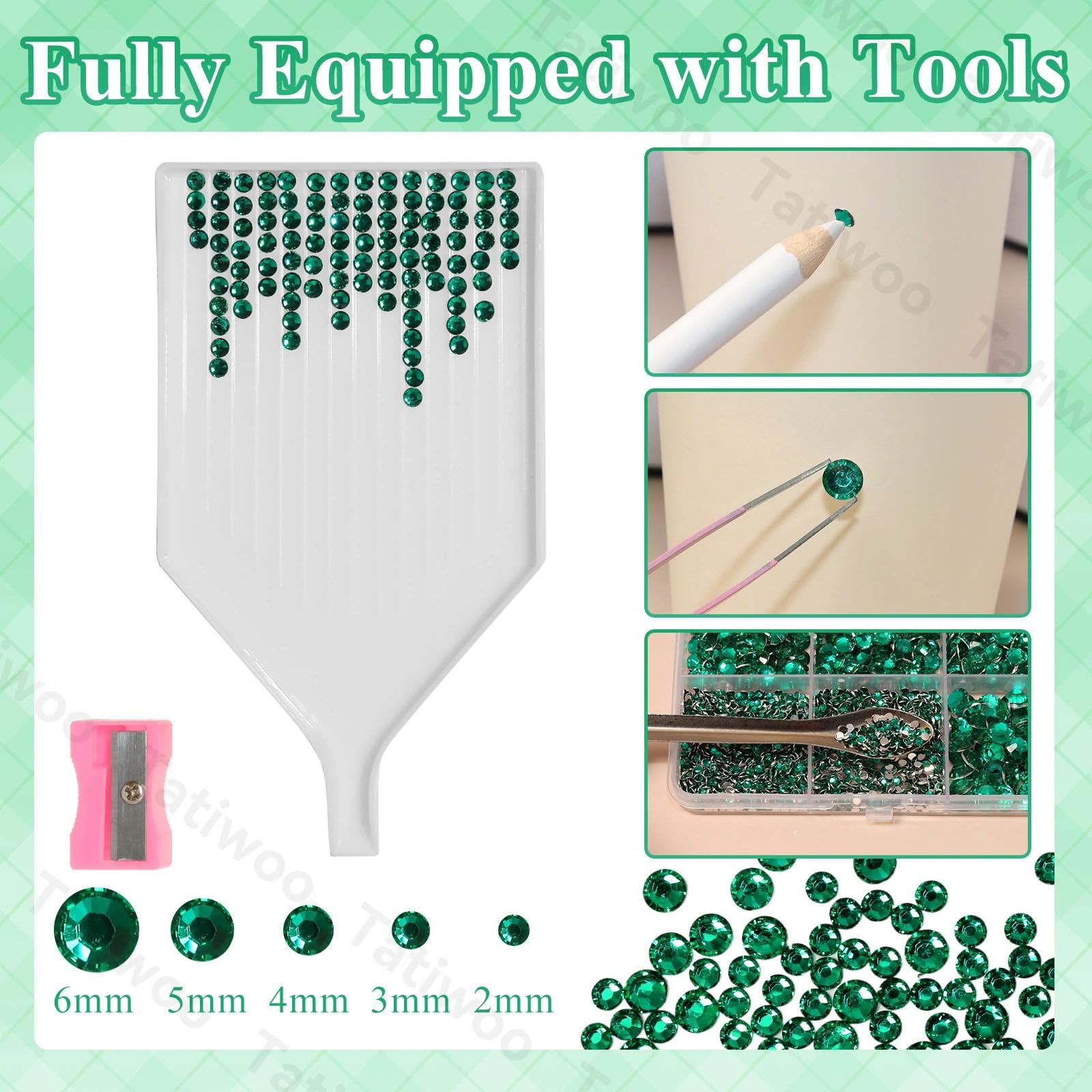 Tatiwoo emerald flatback rhinestones 5mm for bold accents on items