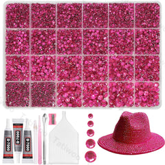 Tatiwoo hot pink rhinestones kit contents for versatile DIY sparkle projects