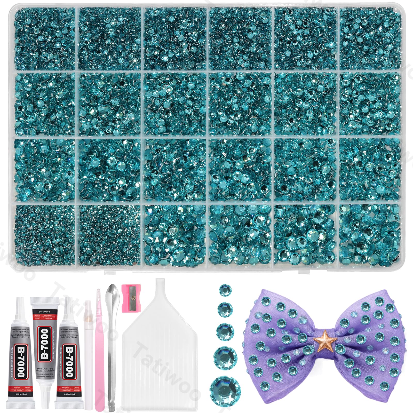 Tatiwoo lake blue 2mm flatback rhinestones for delicate fabric detailing and sparkle
