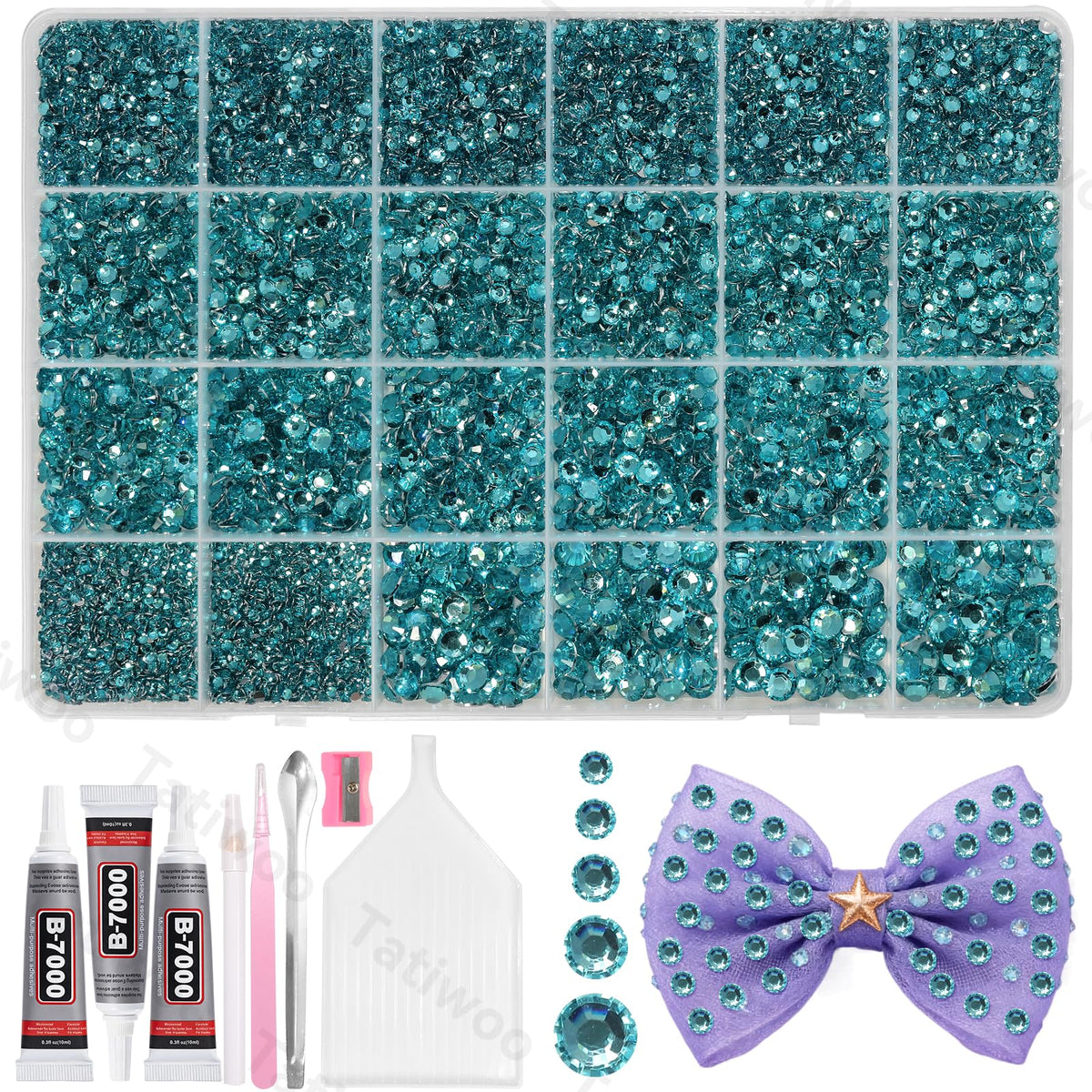 Tatiwoo lake blue 2mm flatback rhinestones for delicate fabric detailing and sparkle
