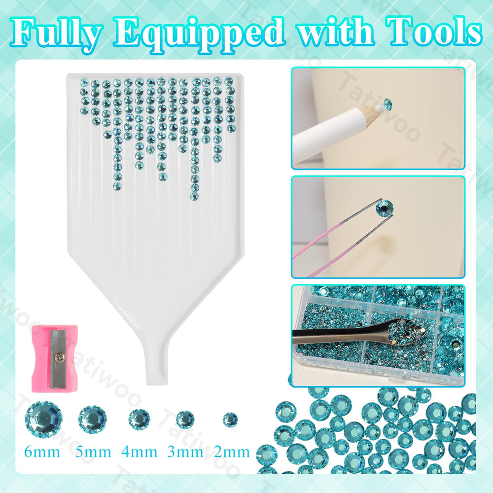 Tatiwoo lake blue 4mm flatback rhinestones great for tumblers and accessories