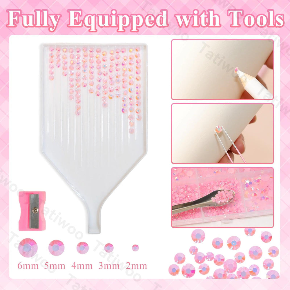Tatiwoo pink rhinestones ideal for tumblers, phone cases, and fashion accessories.