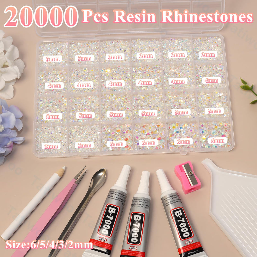 Tatiwoo mixed-size rhinestones 2-6mm for versatile bedazzling projects.