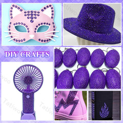 Tatiwoo Roland purple rhinestones on tumbler showing bright reflective sparkle