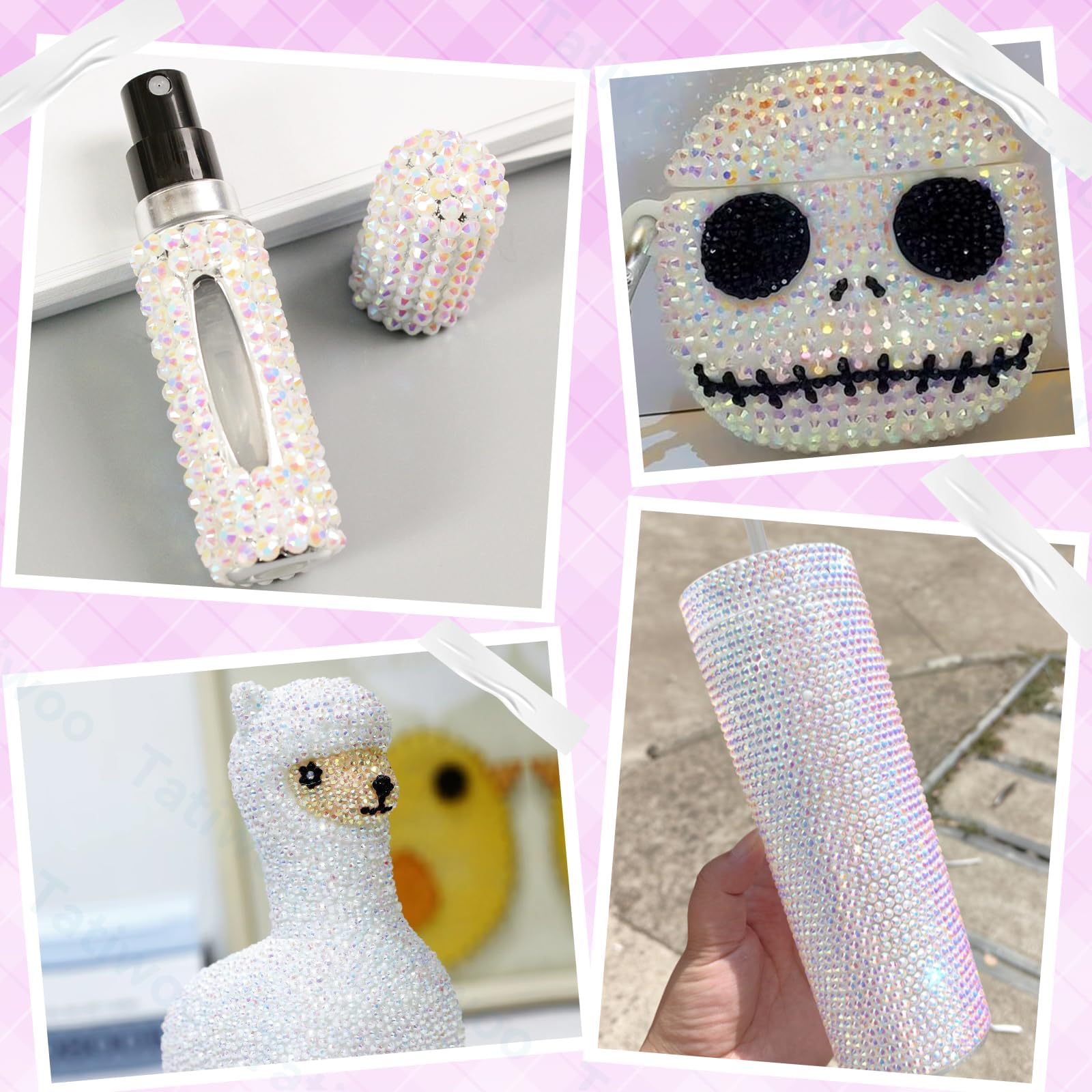 Tatiwoo white AB rhinestones 3mm close-up ideal for shoes and accessories with bright sparkle.