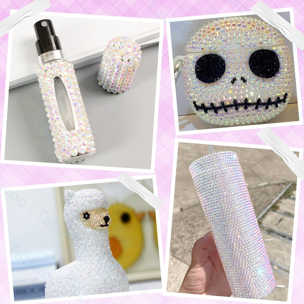 Tatiwoo white AB rhinestones 3mm close-up ideal for shoes and accessories with bright sparkle.