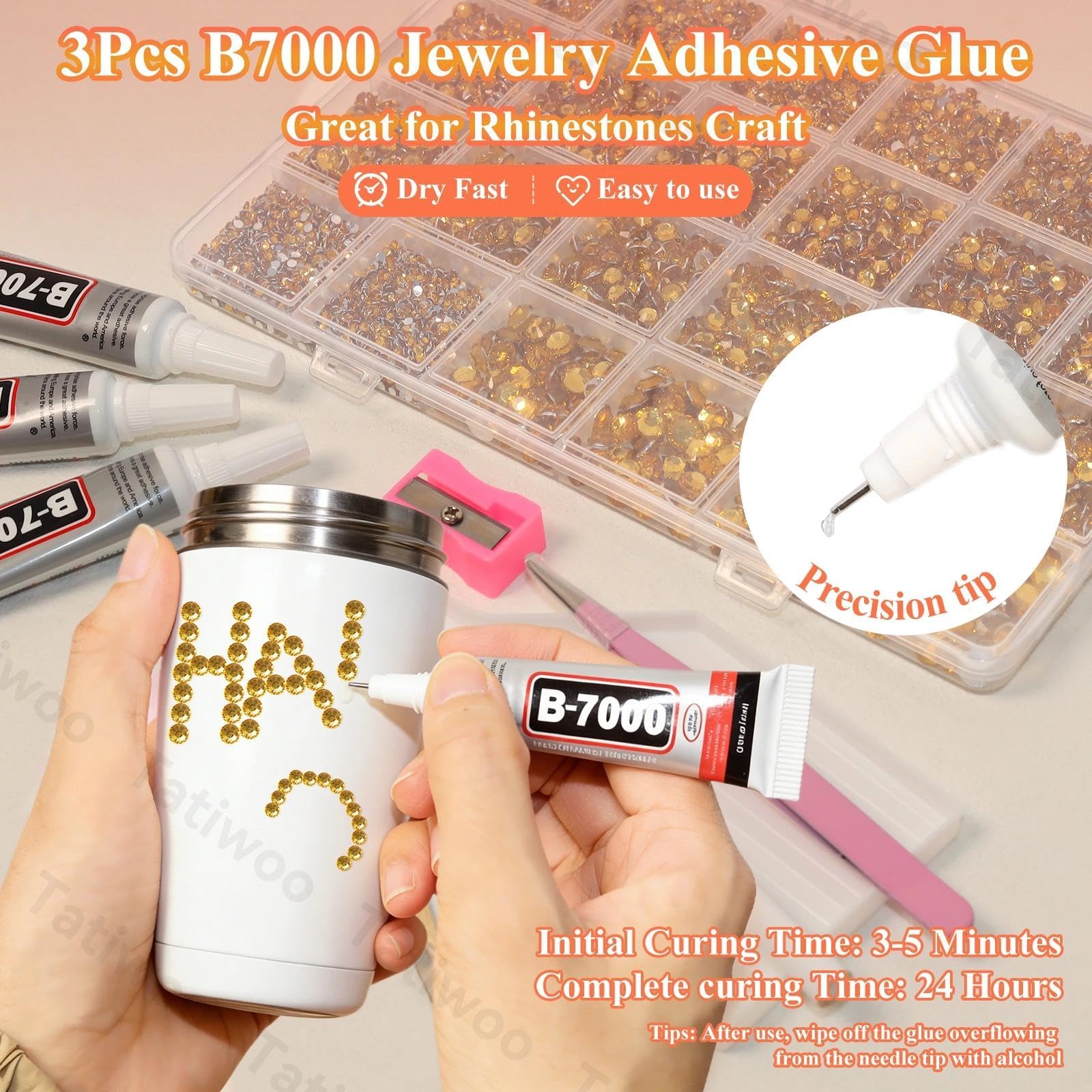 Tatiwoo yellow gold flatback rhinestones in 5mm for statement accents.