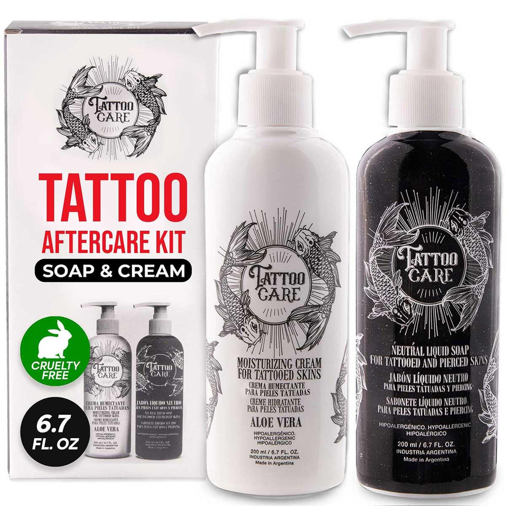 Tattoo Care cream bottle for soothing aftercare and vibrant tattoo healing.