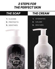 Tattoo Care soap bottle providing gentle cleansing for fresh and healed tattoos.