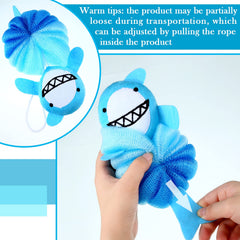 Tatuo dog loofah for kids; plush design supports gentle cleansing.