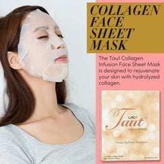 TAUT mask sheet featuring marine collagen and elastin for firmer skin