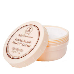 Taylor sandalwood shaving bowl close-up emphasizing smooth lather and scent