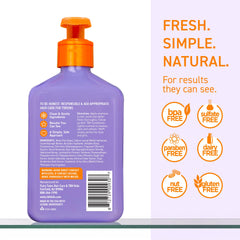 TBH Teen & Kids Shampoo label notes sulfate-free formula for gentle cleansing.