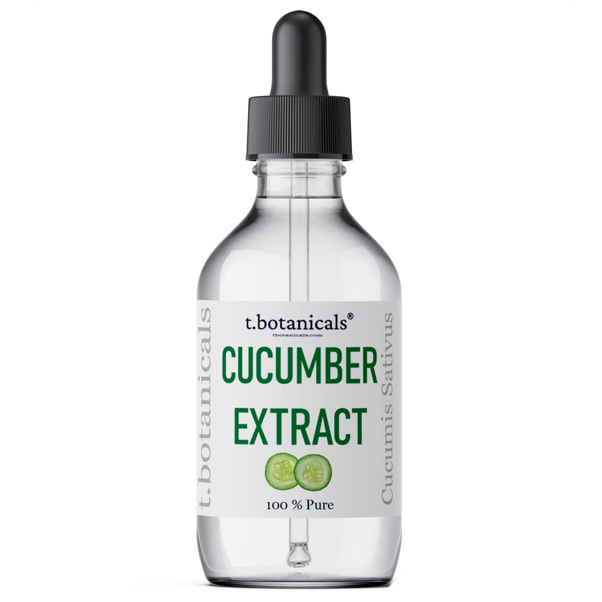 t.botanicals Pure Cucumber Extract bottle, clear glycerite for skin hydration