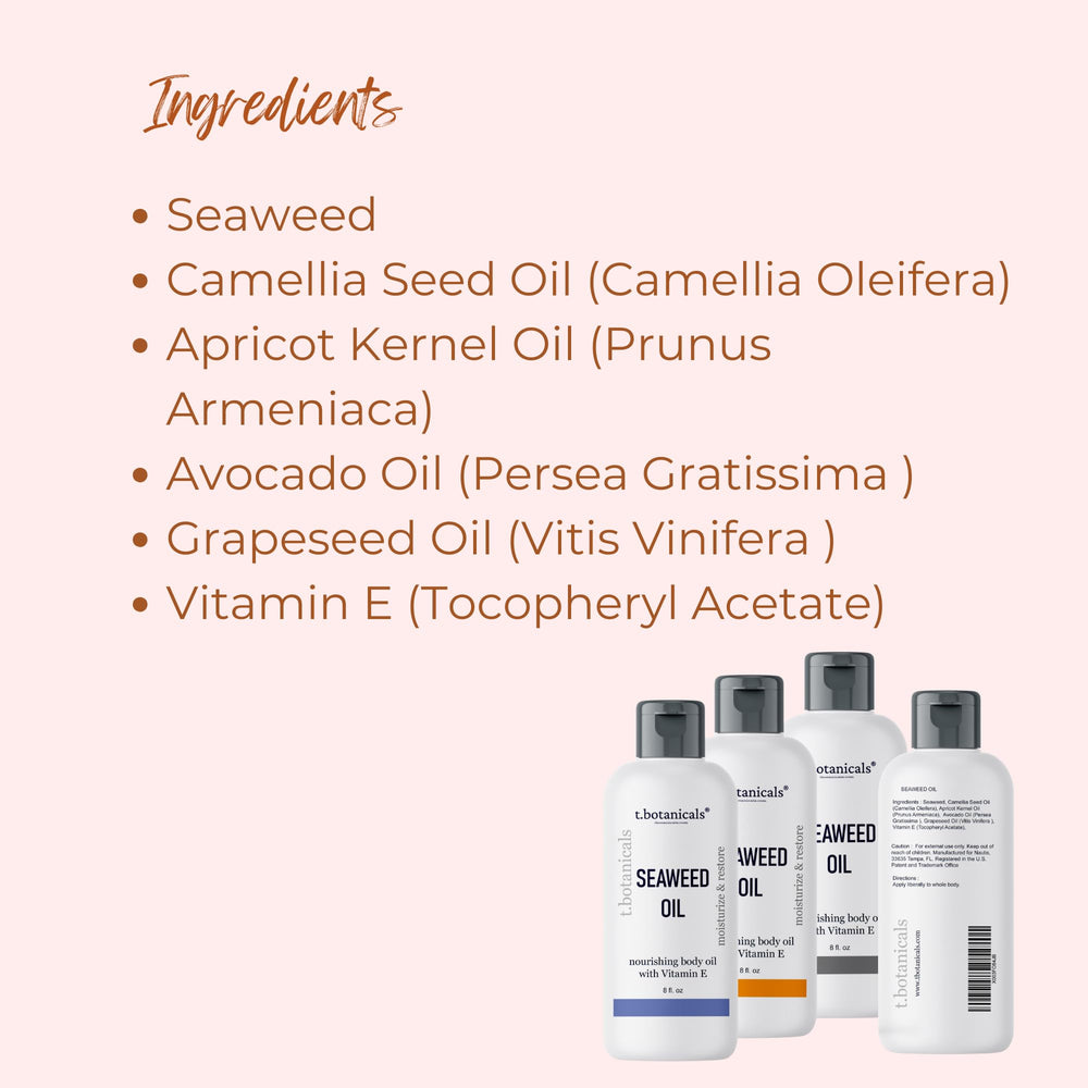 t.botanicals Seaweed Oil on skin showing non-greasy finish