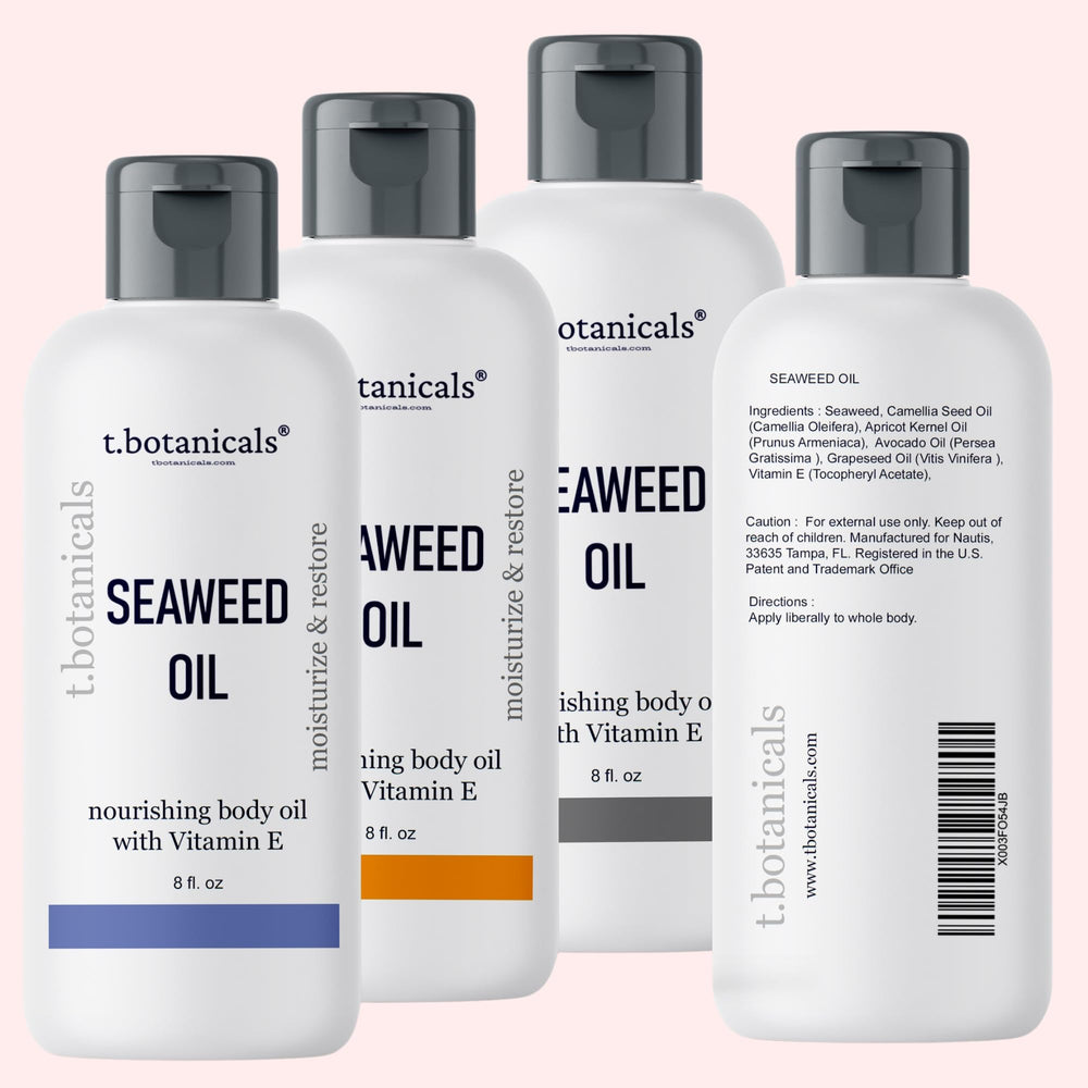 t.botanicals Seaweed Body Oil hands and face application demonstrates versatility