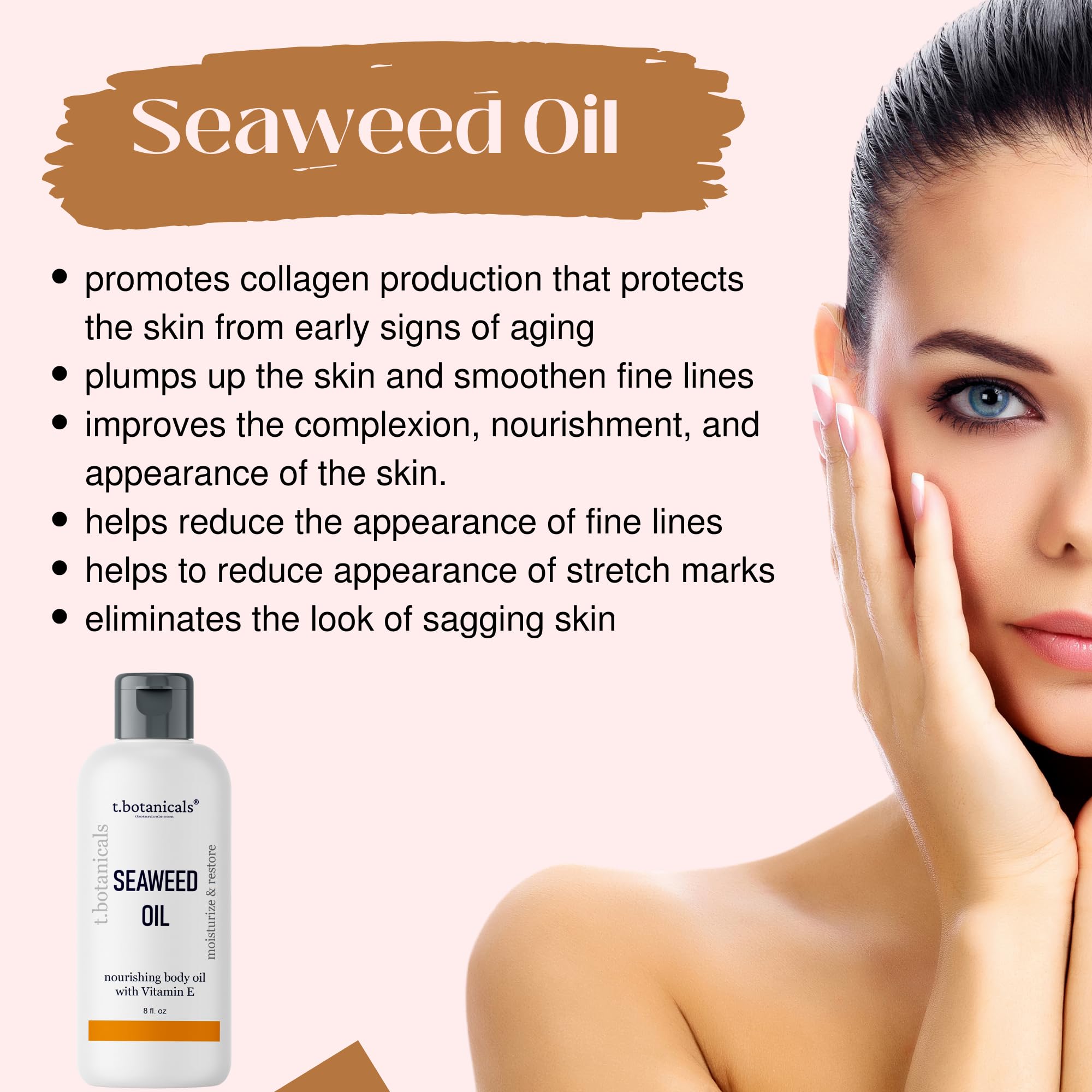 t.botanicals Seaweed Body Oil label close-up highlighting firming potential