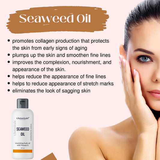 t.botanicals Seaweed Body Oil label close-up highlighting firming potential
