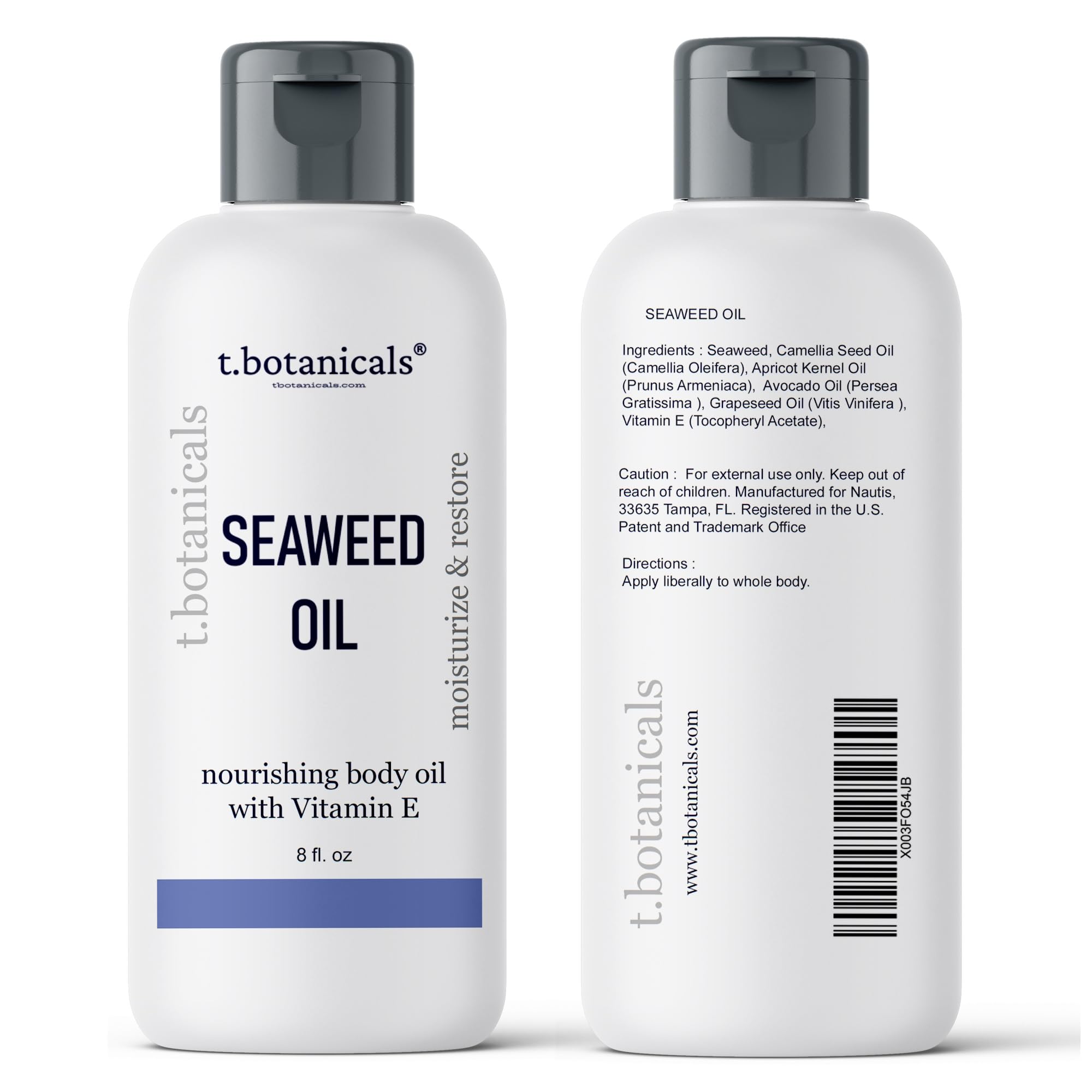 t.botanicals Seaweed Body Oil texture shows light, non-greasy absorption