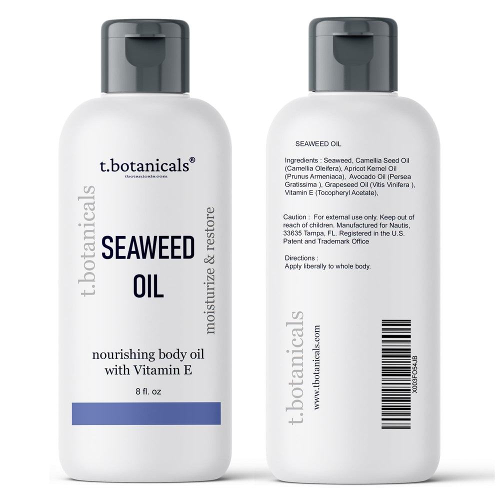 t.botanicals Seaweed Body Oil texture shows light, non-greasy absorption