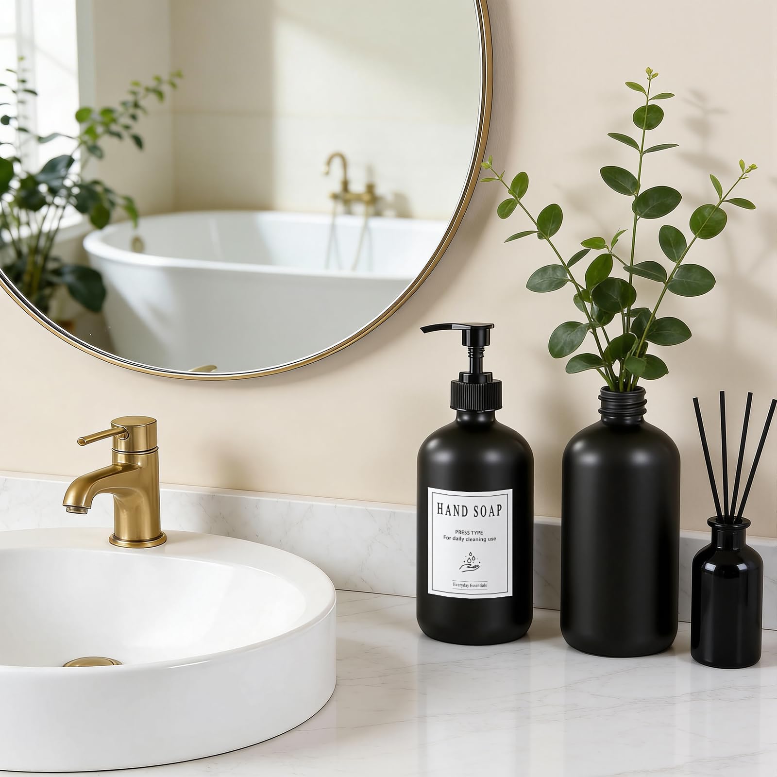 TBWIND Airbnb-ready bathroom display shows stylish guest-ready bottles