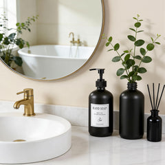 TBWIND Airbnb-ready bathroom display shows stylish guest-ready bottles