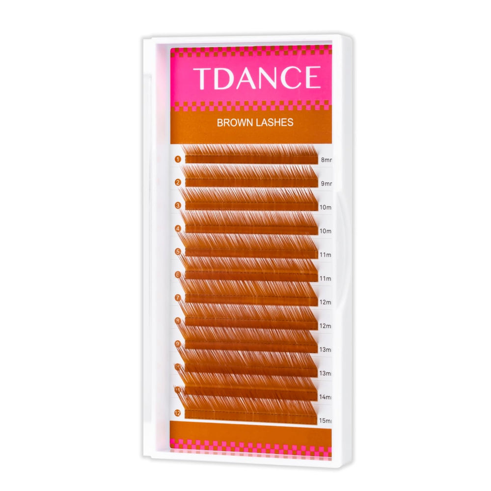TDANCE brown lash extensions in 8-15mm tray blend naturally and add subtle color.