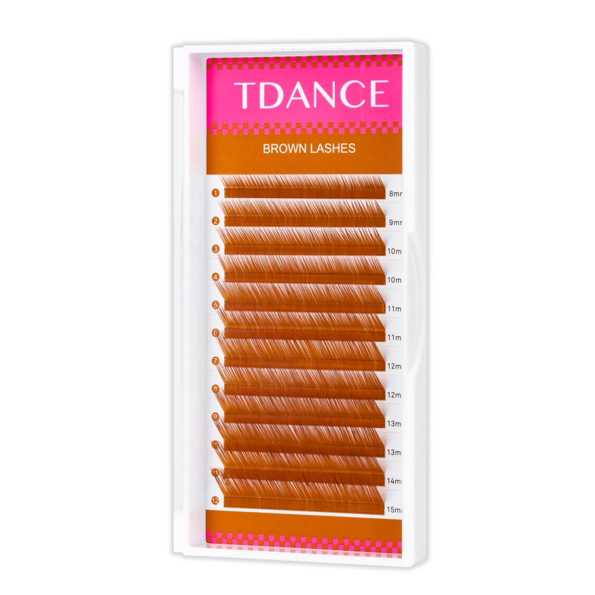 TDANCE brown lash extensions in 8-15mm tray blend naturally and add subtle color.