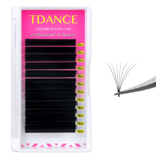 TDANCE cashmere easy fan lashes 2D 18mm for lightweight fluffy volume