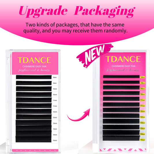 TDANCE Cashmere Easy Fan lashes mixed lengths 8-15-19-20-25mm for versatile volume.