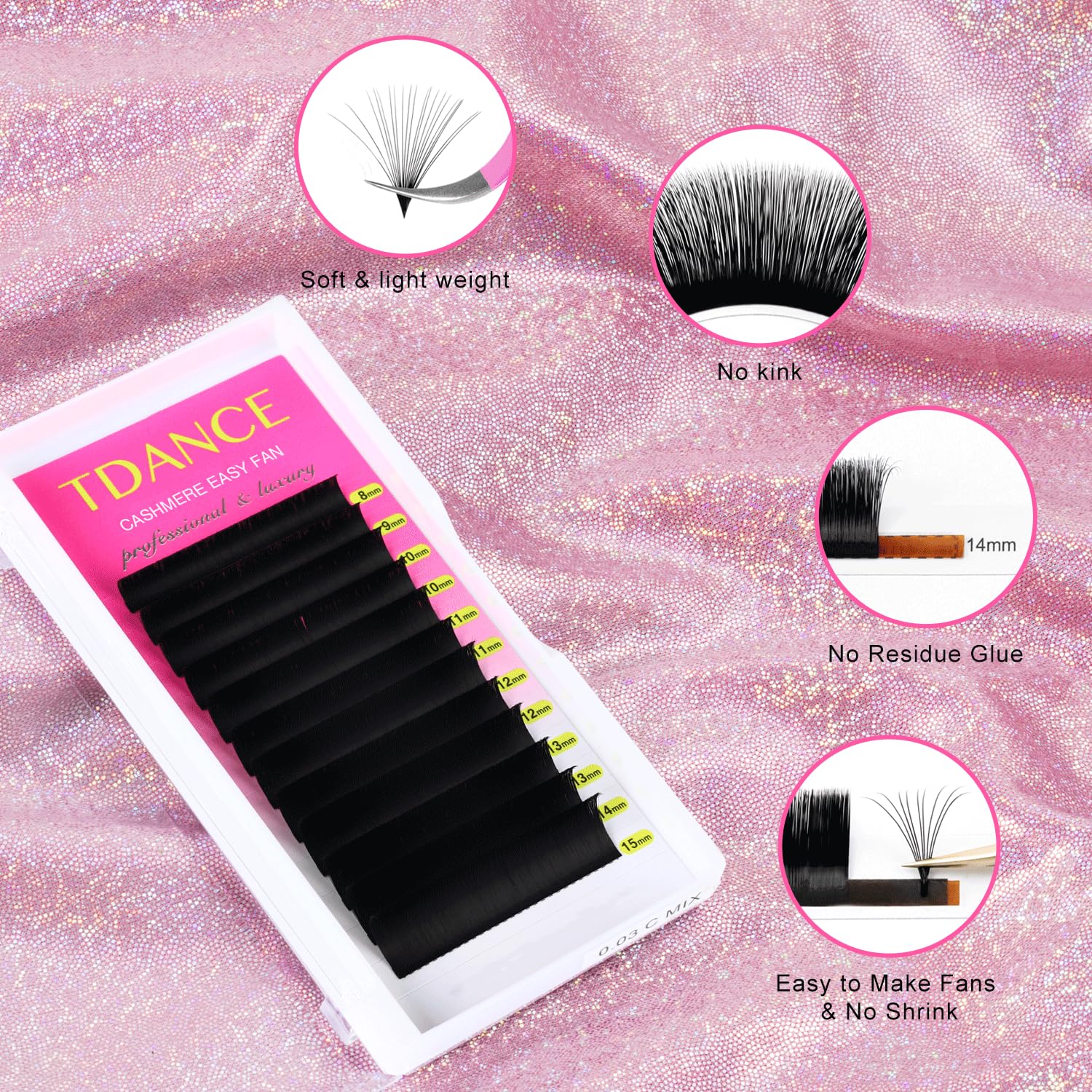 TDANCE cashmere lashes 0.07mm with DD curl delivers stable, long-lasting curl.