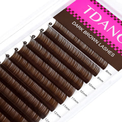 TDANCE color lash extensions in a 12-row tray for easy shade customization.